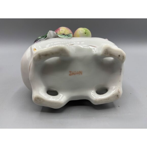 Vtg Japan Footed Dish Fruit‎ Creamer Vase Porcelain Gold Trim Decor - Picture 6 of 7